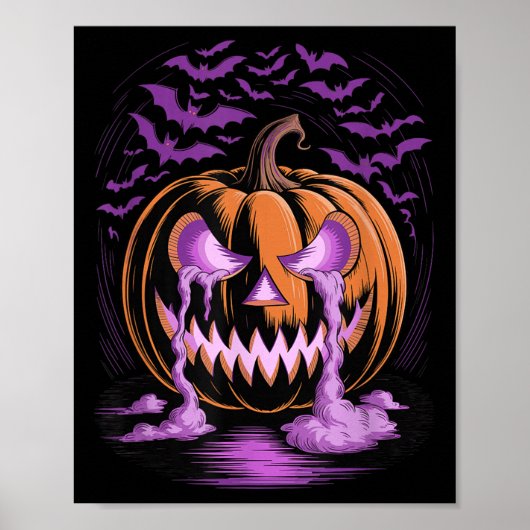 Halloween Pumpkin Soky Season Bats  Poster (Voorkant)