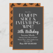 Halloween Pumpkin Spice and Wine 30 Birthday Party Kaart (Voorkant / Achterkant)