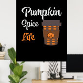 Halloween Pumpkin Spice Life Birthday Poster (Thuiskantoor)