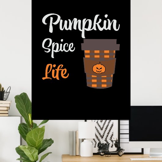Halloween Pumpkin Spice Life Birthday Poster (Thuiskantoor)