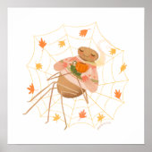 Halloween Pumpkin Spice Schattige Spider Poster (Voorkant)