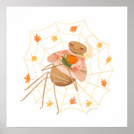 Halloween Pumpkin Spice Schattige Spider Poster