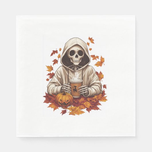 Halloween Pumpkin Spice Skeleton Servet (Voorkant)