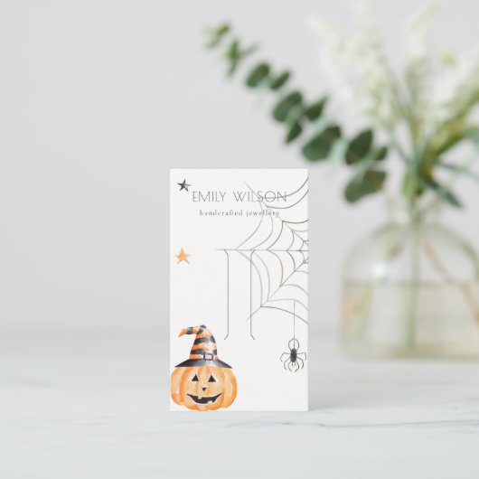 Halloween Pumpkin Spider Hair Clip Jewelry Display Visitekaartje (Staand voorkant)