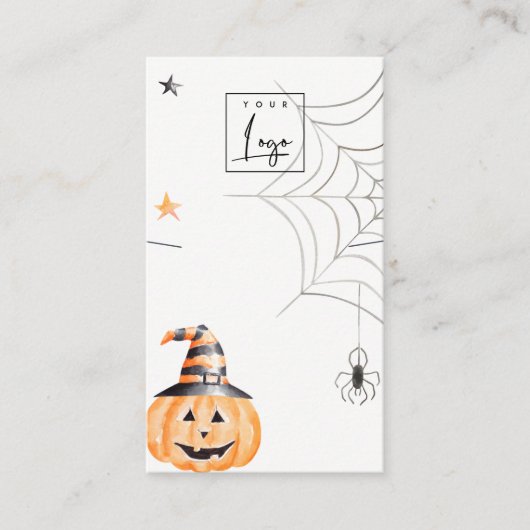 Halloween Pumpkin Spider Logo Display Visitekaartje (Voorkant)