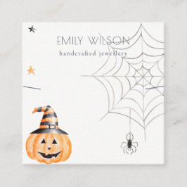 Halloween Pumpkin Spider Web Band Ketting Display Vierkante Visitekaartje