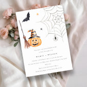 Halloween Pumpkin Spider Web Bat Verloving Invite Bedankkaart