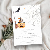 Halloween Pumpkin Spider Web Couples Shower Invite Bedankkaart