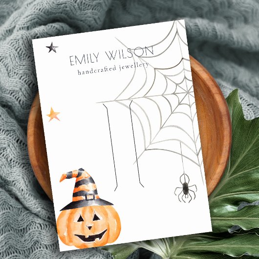 Halloween Pumpkin Spider Web Hair Clip Display Visitekaartje