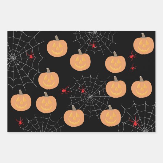 Halloween Pumpkin Spiders Inpakpapier Vel (Voorkant 2)