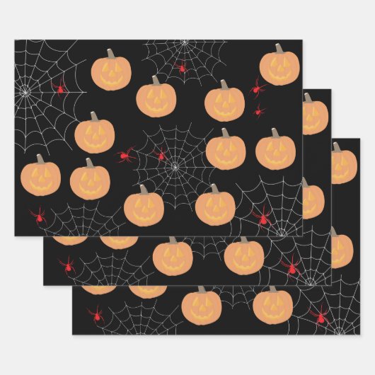 Halloween Pumpkin Spiders Inpakpapier Vel (Set)