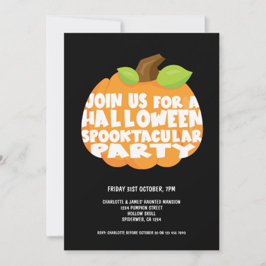 Halloween Pumpkin Spooktacular Party Kaart (Voorkant)