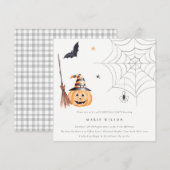 Halloween Pumpkin Spooky Any Age Birthday Invite Bedankkaart (Voorkant / Achterkant)