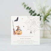 Halloween Pumpkin Spooky Any Age Birthday Invite Bedankkaart (Staand voorkant)