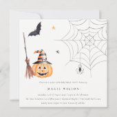 Halloween Pumpkin Spooky Any Age Birthday Invite Bedankkaart (Voorkant)