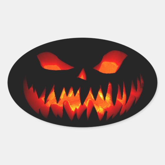 Halloween Pumpkin Spooky Scary Horror Sinaasappel Ovale Sticker (Voorkant)