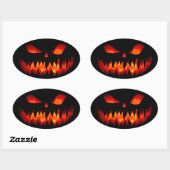 Halloween Pumpkin Spooky Scary Horror Sinaasappel Ovale Sticker (Vel)