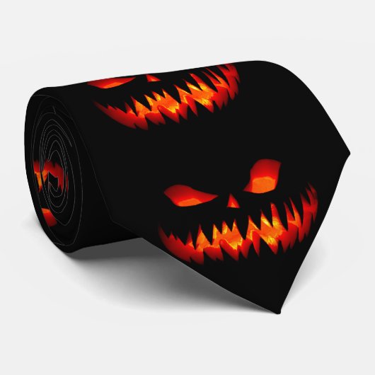 Halloween Pumpkin Spooky Scary Horror Sinaasappel Stropdas (Opgerold)