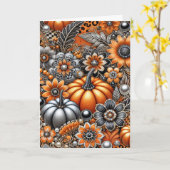 Halloween Pumpkin Spooky Season Wenskaart Kaart (Gele Bloem)