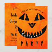 Halloween Pumpkin Spooky Typography Party Kaart (Voorkant / Achterkant)
