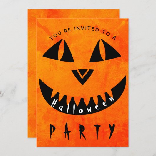 Halloween Pumpkin Spooky Typography Party Kaart (Voorkant / Achterkant)