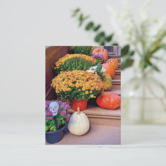 Halloween Pumpkin Stairs New York Briefkaart NYC (Staand voorkant)