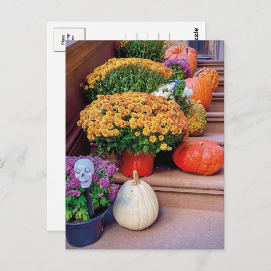 Halloween Pumpkin Stairs New York Briefkaart NYC (Voorkant / Achterkant)