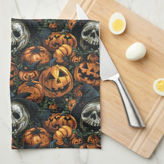 Halloween Pumpkin Theedoek (Quarter Fold)