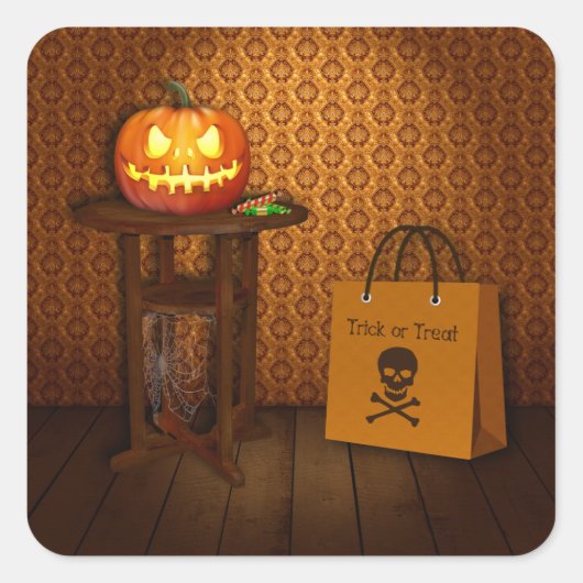 Halloween Pumpkin Trick or treat Vierkante Sticker (Voorkant)