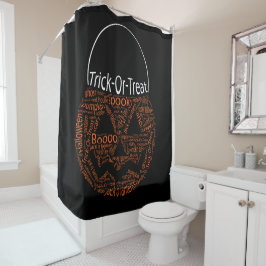 Halloween Pumpkin Typography Black Sinaasappel Douchegordijn