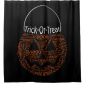 Halloween Pumpkin Typography Black Sinaasappel Douchegordijn (Voorkant)