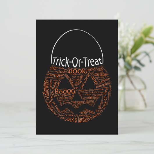 Halloween Pumpkin Typography Oranje Black Bedankkaart (Staand voorkant)