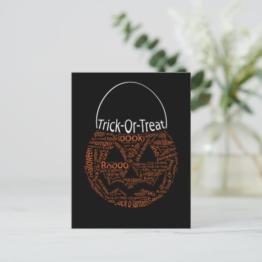 Halloween Pumpkin Typography Oranje Black Briefkaart (Staand voorkant)