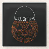 Halloween Pumpkin Typography Oranje Black Glazen Onderzetter (Voorkant)