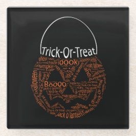 Halloween Pumpkin Typography Oranje Black Glazen Onderzetter