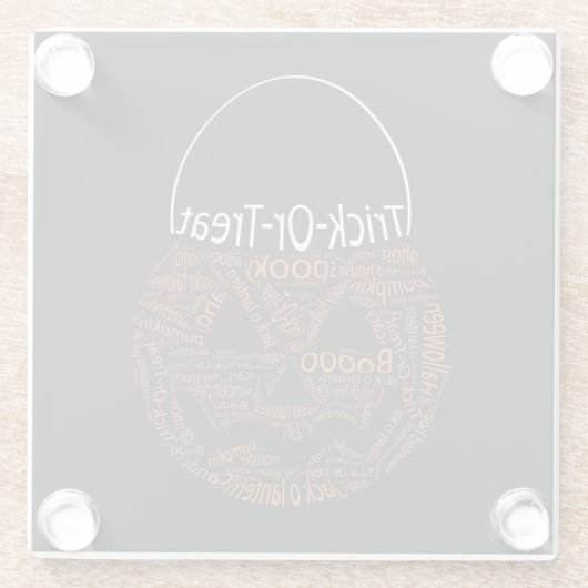 Halloween Pumpkin Typography Oranje Black Glazen Onderzetter (Achterkant)