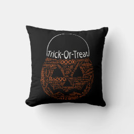 Halloween Pumpkin Typography Oranje Black Kussen