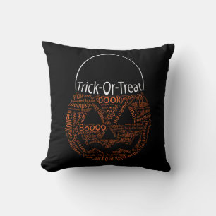 Halloween Pumpkin Typography Oranje Black Kussen