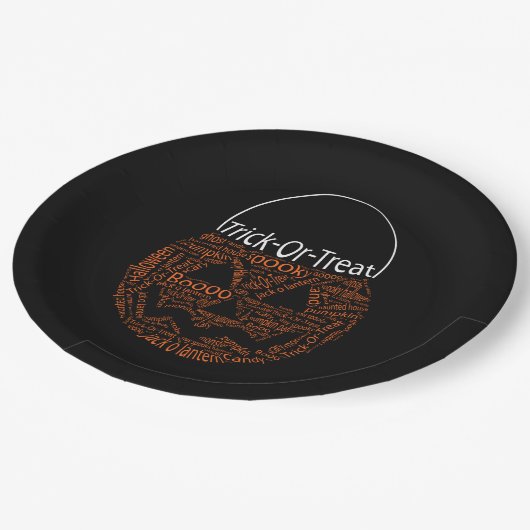 Halloween Pumpkin Typography Oranje Black Papieren Bordje (Gekanteld)
