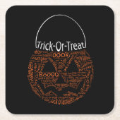 Halloween Pumpkin Typography Spooky Oranje Kartonnen Onderzetters (Voorkant)