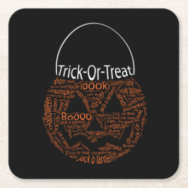 Halloween Pumpkin Typography Spooky Oranje Kartonnen Onderzetters