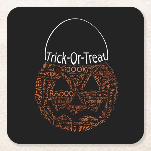 Halloween Pumpkin Typography Spooky Oranje Kartonnen Onderzetters (Voorkant)