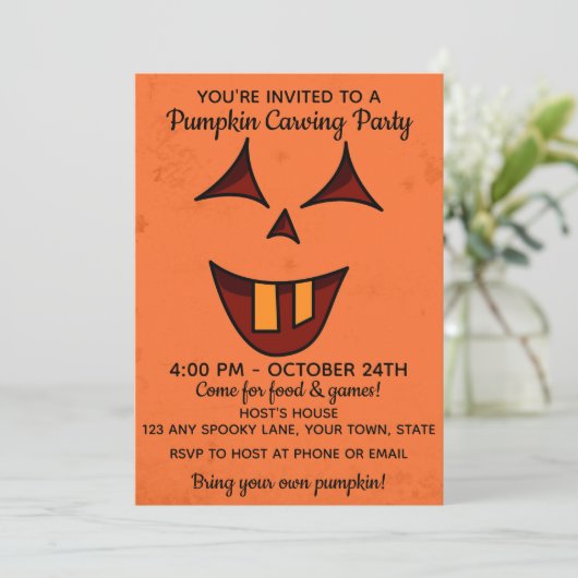 Halloween Pumpkin Uitnodiging (Staand voorkant)