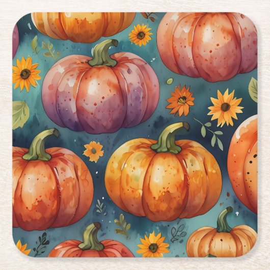 Halloween Pumpkin Vibes designer Kartonnen Onderzetters (Voorkant)