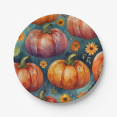 Halloween Pumpkin Vibes designer Papieren Bordje (Voorkant)