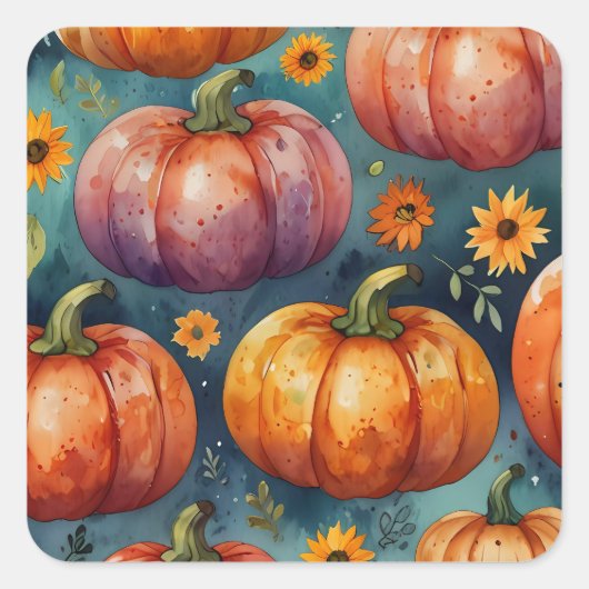 Halloween Pumpkin Vibes designer Vierkante Sticker (Voorkant)