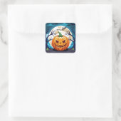 Halloween Pumpkin Vierkante Sticker (Tas)
