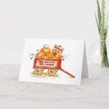 Halloween Pumpkin Wagon Wenskaart