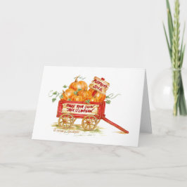 Halloween Pumpkin Wagon Wenskaart Kaart