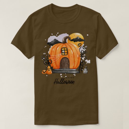 Halloween Pumpkin Waterverf Haunted Pumpkin T-shirt (Design voorkant)
